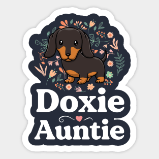 Doxie Auntie Floral Dachshund Shirt Dog Lover Aunt Sticker